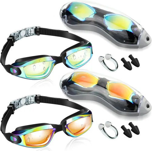 Flutesan Paquete de 2 gafas de natación sin fugas, gafas de natación impermeables, gafas polarizadas para adultos