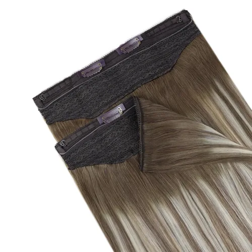 Miniatura 67 de Easyouth Extensión de cabello humano rubio con cola de caballo, extensiones de cabello humano rubio dorado con reflejos rubios, extensiones