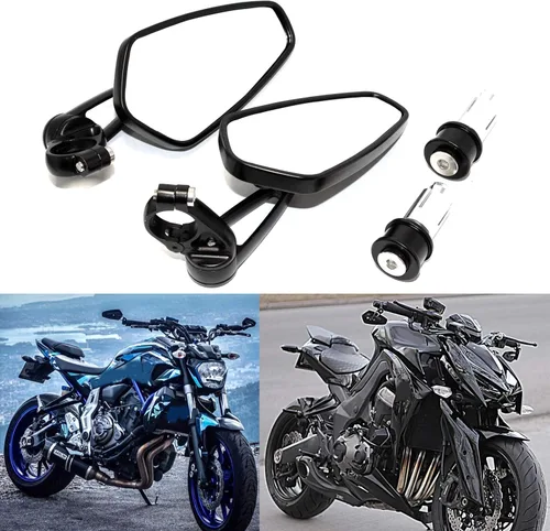 Rich Choices Universal Espejos Retrovisores Negros para Motocicleta de 22mm 7/8'' de Extremo de Manillar GROM MSX125 CB500F Z125 pro Z650 Z750 Z800