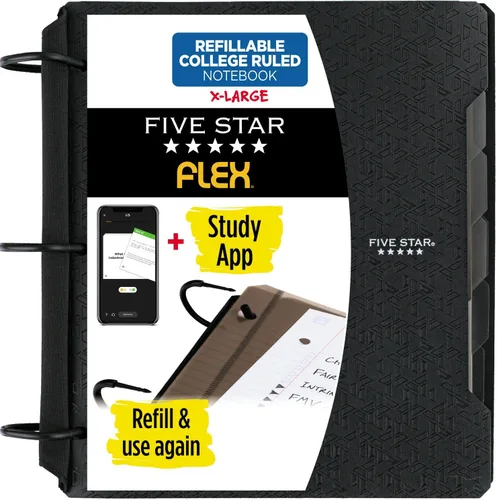 Miniatura 14 de Five Star Flex - Cuaderno recargable + aplicación de estudio, papel rayado universitario y carpeta de anillos TechLock de 1-1/2 pulgadas