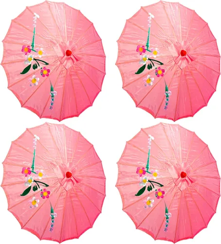 TJ Global Paquete de 4 paraguas chino japonés de 33 pulgadas para bodas, fotografías, disfraces, cosplay, decoración y otros eventos, 4 sombrillas