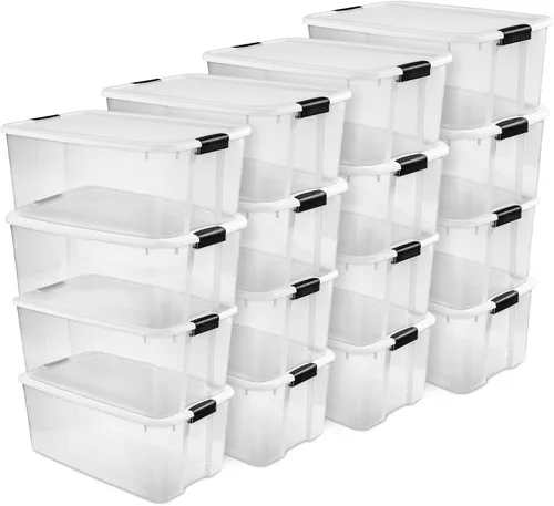 Miniatura 20 de Sterilite - Paquete de 8 cajas ultra de cierre con pestillo, contenedores de almacenamiento con tapas, plástico transparente, 70 cuartos de galón