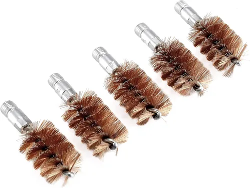BOOSTEADY Cepillo de limpieza para pistola de bronce con cerdas de fósforo, 5 unidades, para escopeta de pistola con 50 parches cuadrados