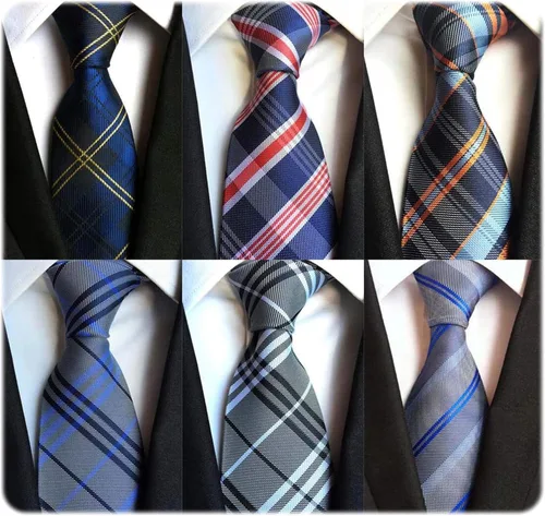 Miniatura 19 de WeiShang Lote de 6 corbatas clásicas de seda para hombre, corbatas tejidas jacquard
