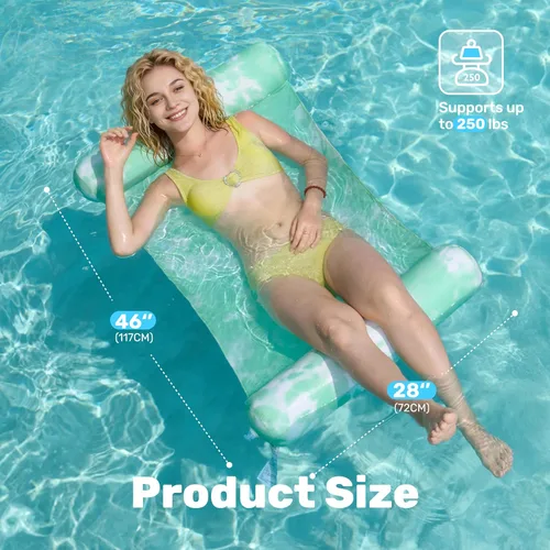 Miniatura 7 de Sloosh Paquete de 3 flotadores inflables 4 en 1 para piscina, hamacas de agua, accesorios multiusos para piscina