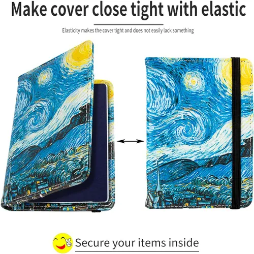 Miniatura 5 de Funda para pasaporte con bloqueo RFID de piel, organizador de documentos de viaje, Flores de albaricoque.), 201910301033D