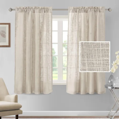 Miniatura 19 de H.VERSAILTEX Cortinas de lino de 84 pulgadas de largo, mezcla de lino natural, cortinas para sala de estar, cortinas texturizadas de lino