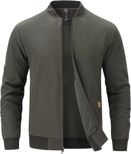 Miniatura 9 de Yundobop Chaqueta ligera con cremallera para hombre, sudadera casual elegante con bolsillo con cremallera