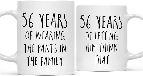 Miniatura 58 de Andaz Press Divertida taza de café de 11 onzas para parejas, regalo de broma para el primer aniversario de boda, 1 año de usar los pantalones