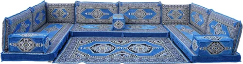 Miniatura 33 de arabicsofa Cojines de piso árabe en forma de U – Sofá tradicional Majlis con sofá otomano