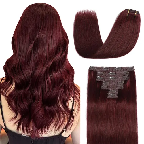 Miniatura 16 de Sisily - Extensiones de cabello con clip de cabello humano real, 30 cm 70 g, balayage de marrón chocolate a rubio, 100% cabello humano Remy