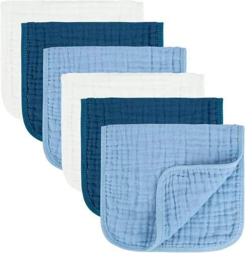 Miniatura 8 de MIGIOL Paño para eructos de bebé 100% algodón, paño para eructos de muselina de algodón para recién nacidos 10 x 20 pulgadas (azul y verde, 5 piezas)