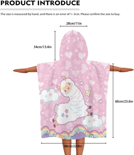 Miniatura 4 de Toalla suave con capucha para baño, piscina, playa, toalla de baño con capucha rosa de alpaca para niño y niña, decoración perfecta para baby shower