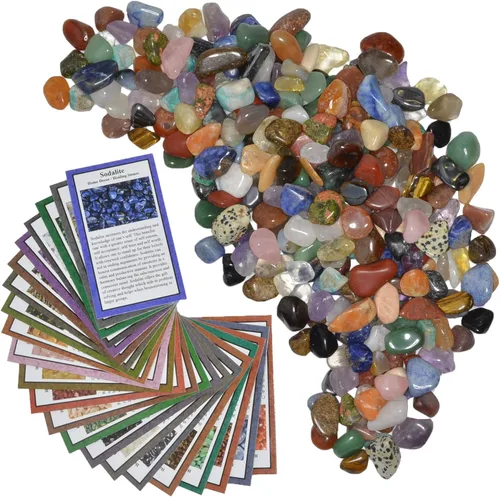Miniatura 3 de Fantasia Materiales: 2 libras de piedras preciosas naturales pulidas y pulidas con información de roca educativa y tarjetas de identificación