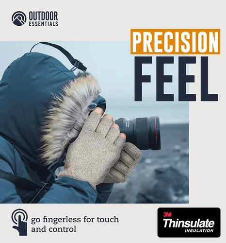 Miniatura 5 de Guantes de invierno sin dedos, guantes de lana convertibles para hombres y mujeres, guantes de nieve cálidos de punto térmico para clima frío