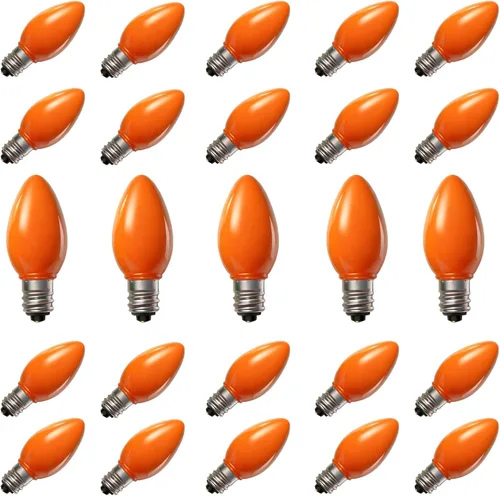Miniatura 8 de Oviejo Paquete de 25 bombillas de repuesto C7 para luces navideñas, bombillas LED verdes C7 para luces de cadena navideñas, bombillas vintage C7 E12