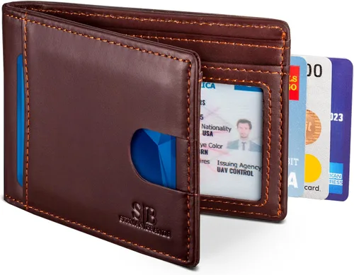 Miniatura 49 de SERMAN BRANDS RFID Blocking Slim Bifold Genuine Leather Thin Minimalist Front Pocket Wallets for Men Billfold Wallet Men Gift