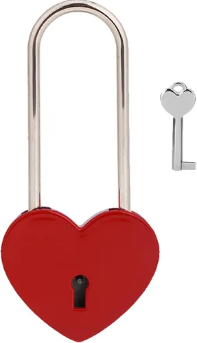Miniatura 12 de Love Lock - Candado de corazón, 1.969 in, 3.5 pulgadas, pintura de goma, color rojo, con llave para valla, puente, amantes, boda, aniversario