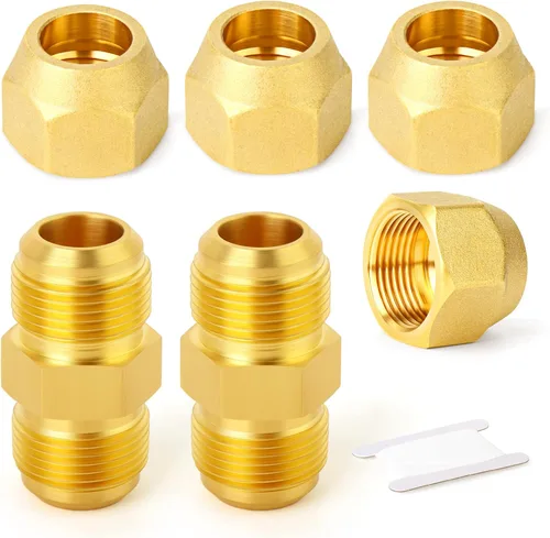 Miniatura 9 de GASHER Adaptador de codo de montaje de tubo de latón de 1/2 pulgada flare x 1/2 pulgada NPT macho Pipe