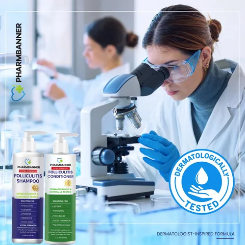 Miniatura 7 de PHARMBANNER Juego de Champú y Acondicionador Antifúngico – Aceite de Árbol de Té y Argán para Foliculitis, Dermatitis Seborreica, Psoriasis