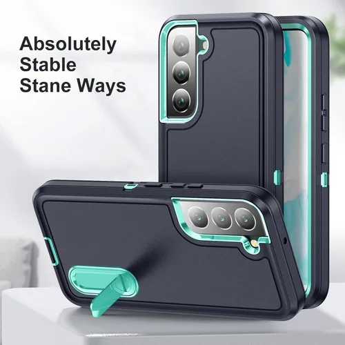 Miniatura 5 de BaHaHoues Funda con soporte integrado para Samsung Galaxy S22 5G de 6.1 pulgadas, a prueba de golpes, polvo y caídas, de grado militar
