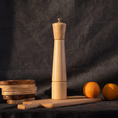 Miniatura 7 de Molinillo de pimienta, molinillo de pimienta con molinillo ajustable de acero inoxidable, madera de goma de 12.6 in de altura, diámetro inferior