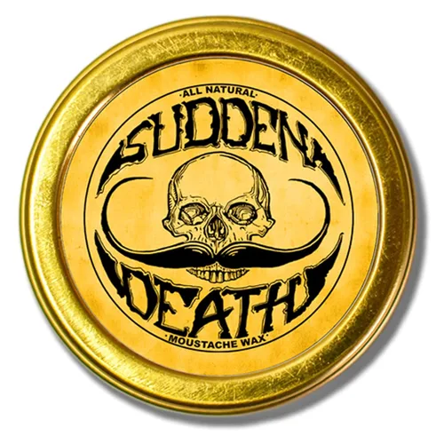 Cera de bigote de fijación fuerte para hombres | Cera de barba y bigote Sudden Death de 1oz en lata | Perfecta para bigotes de manillar de Death
