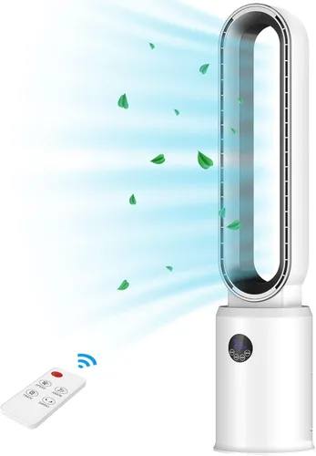 Miniatura 8 de advwin Ventilador de torre sin aspas con control remoto, ventilador de enfriamiento silencioso con oscilación, 24 velocidades, temporizador de 12