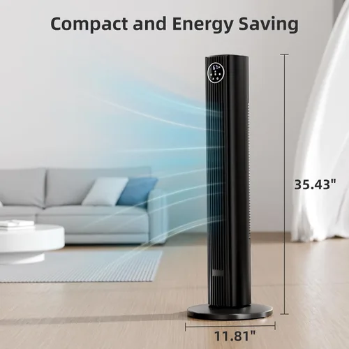 Miniatura 6 de Antarctic Star - Ventilador de torre portátil, ventilador de piso oscilante de 85°, ventilador silencioso de enfriamiento, temporizador de 12H, Negro