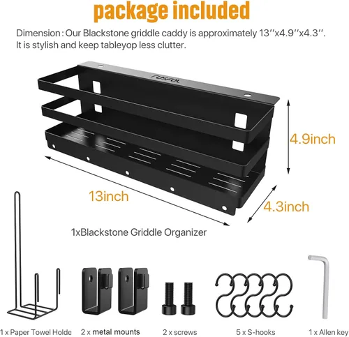 Miniatura 6 de Carrito de plancha de acero inoxidable mejorado con soporte para toallas de papel sin tambaleo para parrillas Blackstone de 28"/36", caja