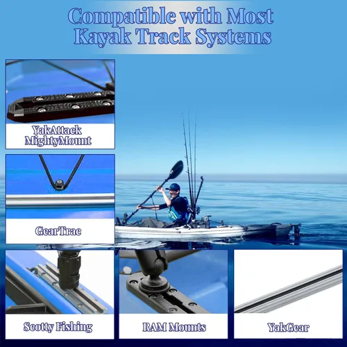 Miniatura 5 de Amarres para montaje en pista de kayak, amarre vertical para sujetar refrigerador, caja y otros accesorios de kayak para rastrear, 2 piezas Negro