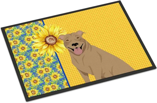 Miniatura 392 de Caroline's Treasures WDK5313MAT Airedale Terrier - Tapete para puerta delantera de 18 x 27 pulgadas, diseño de girasoles de verano, para entrada