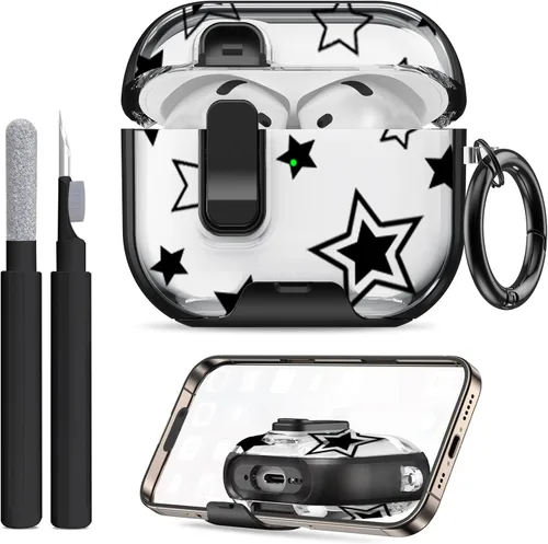 Miniatura 25 de Compatible Airpods 4 Case (2025) with Phone Stand & Cleaner Kit,Print Soft Silicone Lock Clip Apple AirPods 4th Generation Case, Airpod 4 Cover with
