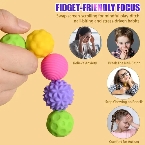 Miniatura 3 de Bolas magnéticas de silicona para adultos y adolescentes, 8 piezas de juguetes sensoriales para aliviar el estrés para autismo, TDAH, ansiedad