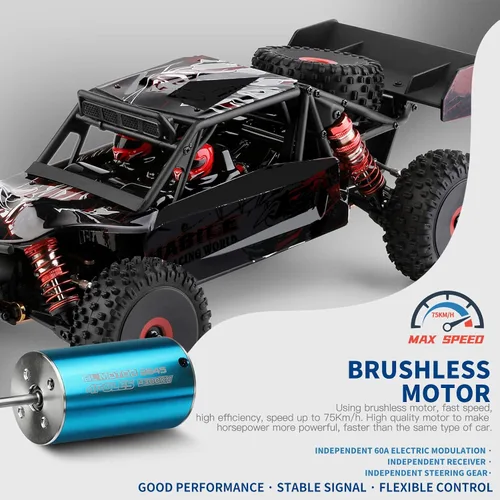 Miniatura 7 de GoolRC WLtoys 124016 V2 - Coches RC sin escobillas, auto de control remoto a escala 1:12, 4WD 75KM/H de alta velocidad para adultos, 2.4 GHz todo