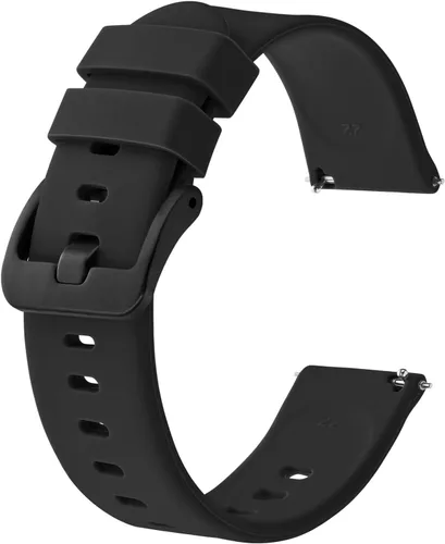 Miniatura 83 de BISONSTRAP Correas de reloj de silicona, correas de reloj delgadas con liberación rápida, 0.787 in, negro con hebilla negra