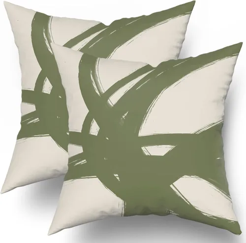 Miniatura 13 de Juego de 2 fundas de almohada de línea de arte abstracto negro y marrón de 16 x 16 pulgadas, juego de 2 fundas de almohada decorativas con estampado