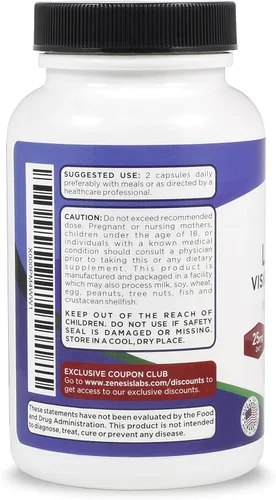 Miniatura 2 de Lutein Vision Support - Vitamina esencial para los ojos - con arándano, betacaroteno, zinc, semilla de uva y otros minerales - 120 cápsulas