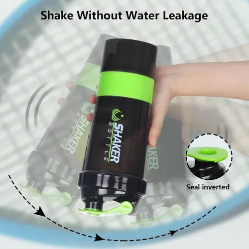 Miniatura 4 de XTK Shaker Bottle - Botellas mezcladoras de proteínas de 16 onzas con bola mezcladora, botella de agua deportiva portátil a prueba de fugas, taza