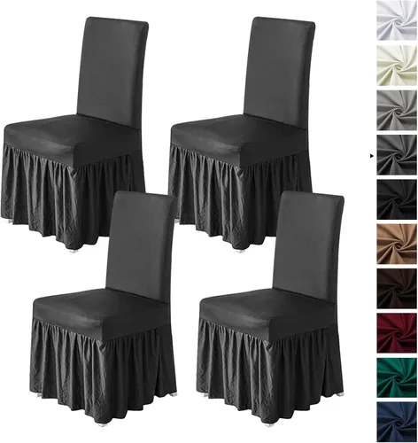 Miniatura 36 de molasofa Juego de 6 fundas para sillas de comedor, fundas elásticas para sillas con falda para cocina, protectores de asiento de cocina, decoración