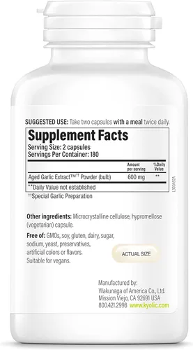 Miniatura 2 de Fórmula 300 de extracto de ajo envejecido Kyolic - Salud cardiovascular - Suplemento de extracto de ajo envejecido biodisponible - Apoya la función