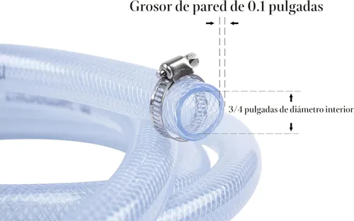 Miniatura 3 de Tubo de vinilo PVC trenzado transparente de alta presión, flexible, 3/4" ID, 10 pies