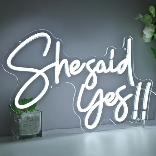 Miniatura 5 de SYLHOME Cartel de neón con luz LED de «She Said Yes !! Propose Engagement Marry Me», letrero de decoración de pared, despedida de soltera, despedida