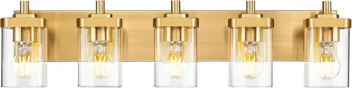 Miniatura 30 de Lámparas de baño, lámpara de tocador moderna de 4 luces con pantalla en forma de copa de vino de vidrio transparente, accesorios de iluminación Negro