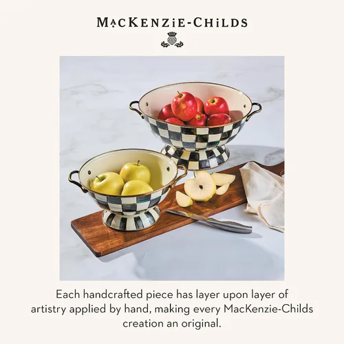 Miniatura 6 de MACKENZIE-CHILDS Cuenco de esmalte, cuenco pequeño para servir para entretener, cuenco para casi todo, con cuadro de corteza en blanco y negro