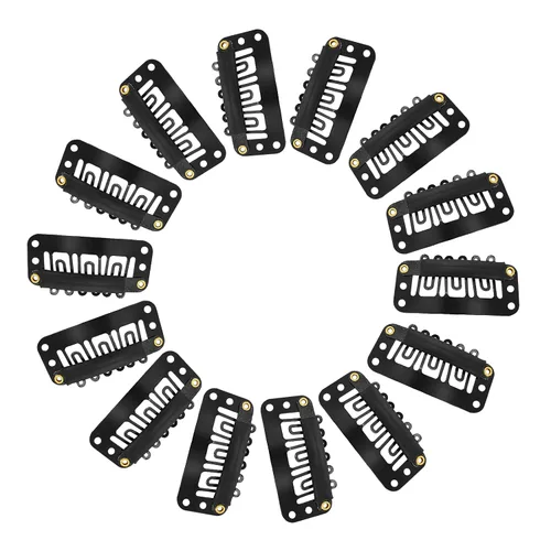 Miniatura 6 de Yolev 50 pinzas para pelucas, pinzas de extensión de cabello, 6 dientes en forma de U, clips de extensión de cabello de silicona metálica para mujer