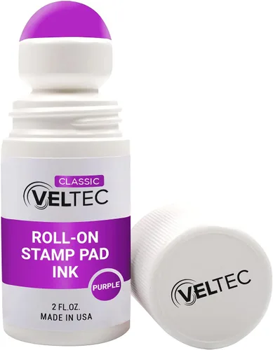Miniatura 3 de Veltec Classic Roll-on Stamp Pad Recambio de tinta, botella de 2 onzas, aplicar a almohadilla de tinta con bola de rodillo (negro)