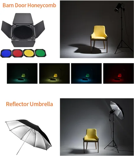 Miniatura 9 de GODOX MS300V - Kit de luz de fotografía flash de estudio, 2.4G 300W Bowens Mount Strobe Flash Kit de iluminación con soporte de luz, caja de luz