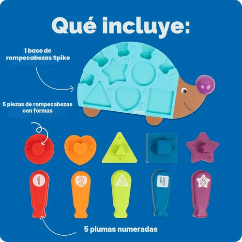 Miniatura 7 de Learning Resources Spike The Fine Motor Hedgehog Puzzle Playmate - 11 piezas, a partir de 18 meses, juego de motricidad fina, reconocimiento
