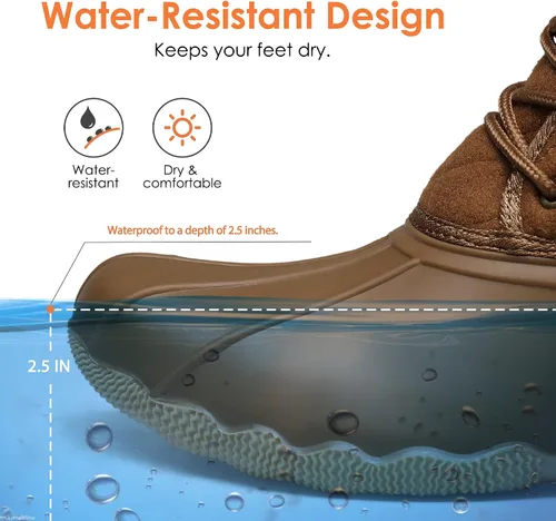 Miniatura 2 de DREAM PAIRS Botas de lluvia de pato para mujer, botas de nieve impermeables con cordones de invierno